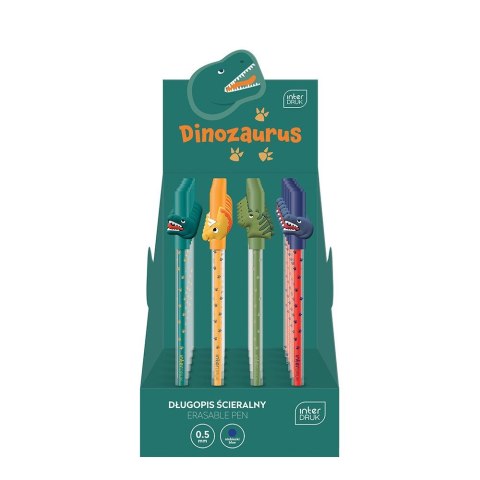Długopis wymazywalny Dinozaurus na skuwkę z figurką 5902277331847 wkład niebieski 0,5mm Interkobo Interkobo