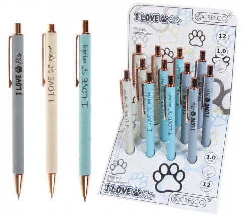 Długopis Zenith 4 12 SZT I LOVE PETS 5907464223868 wkład niebieski 1,0mm Cresco (230004) Cresco