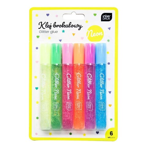 Klej w płynie NEON brokatowy 5902277356796 10,5ml Interdruk (6x10,5ml) Interdruk