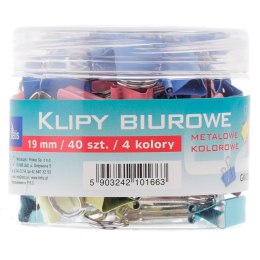 Klipsy do spinania dokumentów (300259) k:101-47 Tetis metal 40 szt 19mm (GK002-B) Tetis