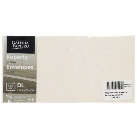 Koperta Millenium DL beżowa jasna Galeria Papieru (280121) 10 sztuk Galeria Papieru