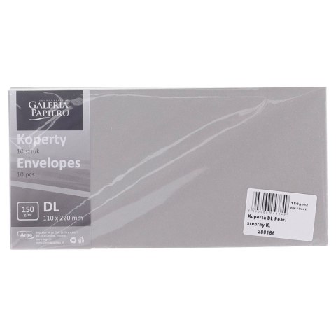 Koperta pearl k 150 DL srebrna [mm:] 110x220 Galeria Papieru (280166) 10 sztuk Galeria Papieru