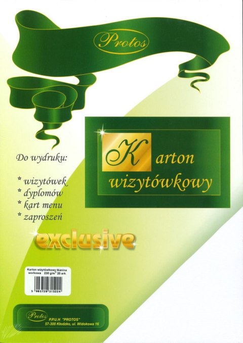 Papier ozdobny (wizytówkowy) A4 tkanina workowa biały 230g Protos Protos