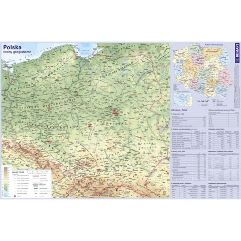 Podkład na biurko Podkładka 3W-Polskapodział administracyjny mix gumowany plastik Demart Demart