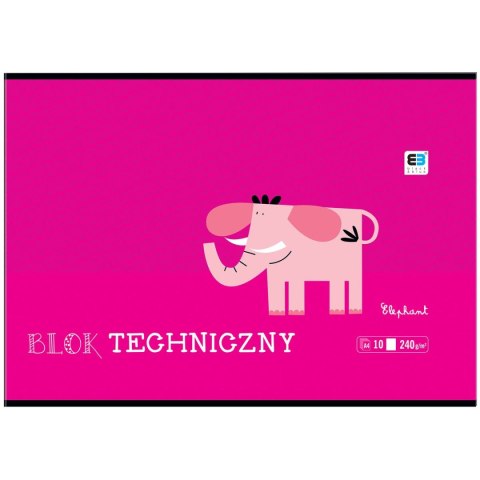 Blok techniczny B&B KIDS A4 białe 240g 10k Interdruk (BLTBB) Interdruk