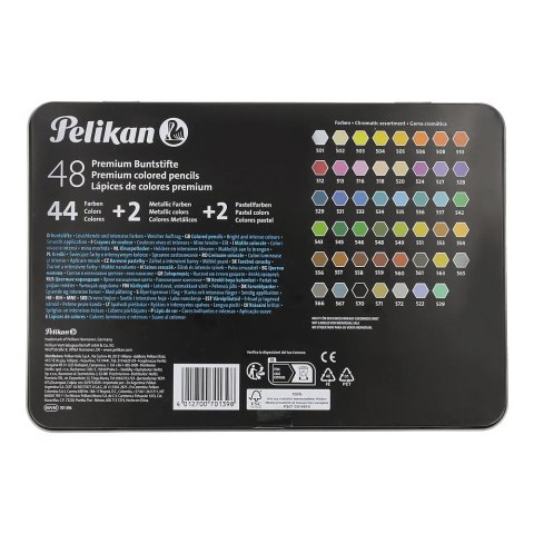 Kredki ołówkowe premium metalowe etui 48 kol. Pelikan (300000374) Pelikan
