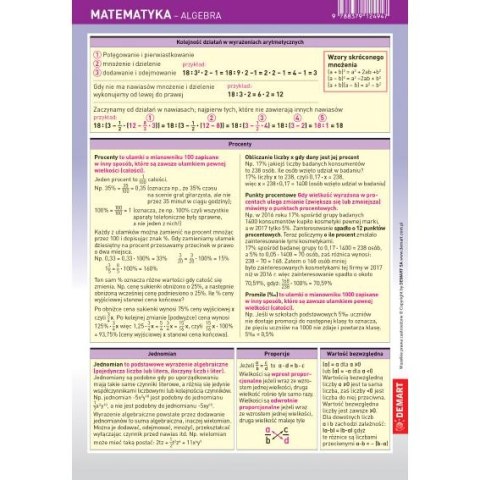 Książeczka edukacyjna ściągawka Matematyka - Algebra Demart Demart