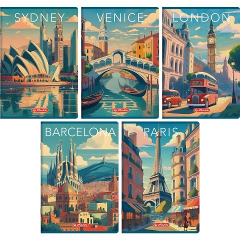 Zeszyt A5 Retro City 60k. 70g krata Herlitz (400196845) Herlitz