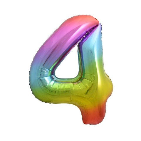 Balon foliowy cyfra 4 tęczowy 85cm 40cal Godan (HS-C34T4) Godan