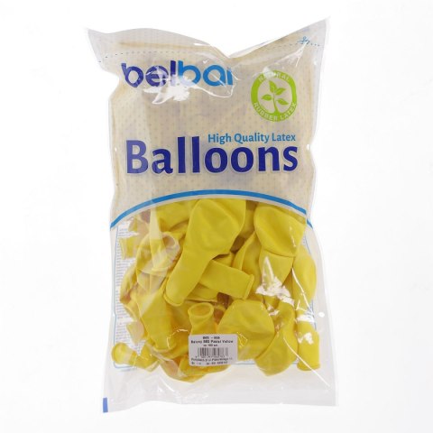 Balon gumowy pastelowy 100 szt żółty 12cal Partydeco Partydeco