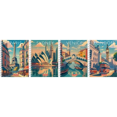 Kołozeszyt (kołonotatnik) Retro City B5 100k. 70g krata Herlitz (400196852) Herlitz