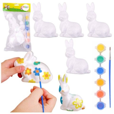 Ozdoba styropianowa Zajączki Wielkanocne Do Malowania Farbki 6szt 70mm Lean (21363) Lean