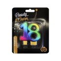Świeczka urodzinowa cyfra 18 urodziny, galaxy tęczowa 7,5 cm Godan (SF-S18G) Godan