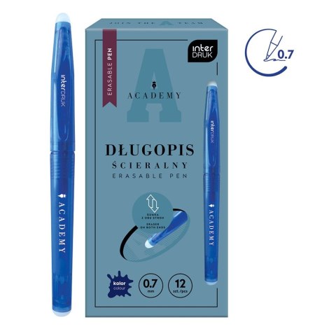Długopis wymazywalny ACADEMY wkład niebieski 0,7mm Interdruk (5902277349248) Interdruk