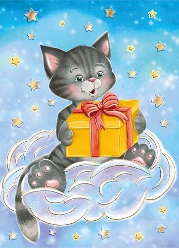 Kartka składana B6 KOT Z PREZENTEM B6 Henry (5905701480272) Henry