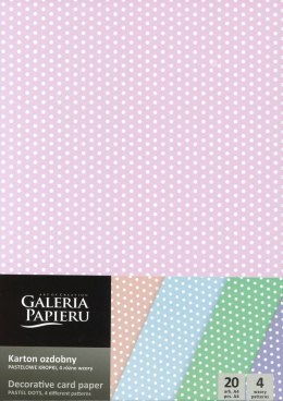 Papier ozdobny (wizytówkowy) mix pastelowe kropki A4 mix 200g Galeria Papieru (208929) Galeria Papieru