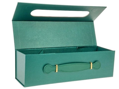 Pudełko na prezent do samodzielnego składania, na wino, zielone [mm:] 335x105x 100 Adar (617889) Adar