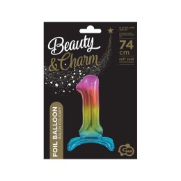Balon gumowy Beauty&Charm cyfra stojąca tęczowa mix 30cal Godan (BC-AST1) Godan
