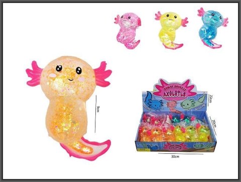 Gniotek Aksolotl brokatowy do ściskania 9cm 4-kolory Hipo (HPB01) Hipo