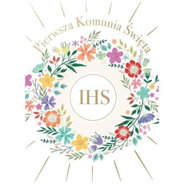 Kartka składana B6 KARNET B6 KOMUNIA ZK KWIATY Henry (5907465661386) Henry