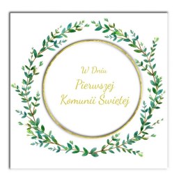 Kartka składana C5 KARNET KW KOMUNIA Wianek Liście Henry (5907465664851) Henry