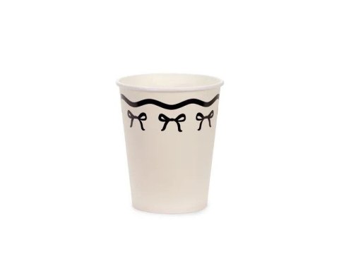 Kubek jednorazowy z kokardkami, kremowo-czarne papier 220ml Partydeco ((1 op. / 6 szt.)) Partydeco