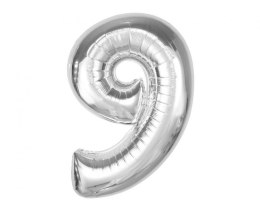 Balon foliowy Smart, cyfra 9 srebrna, 92 cm Godan (CH-S9S9) Godan