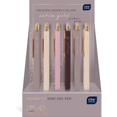 Długopis żelowy Satin Gold 0,7mm wkład niebieski 1,0mm Interdruk (5902277346452) Interdruk