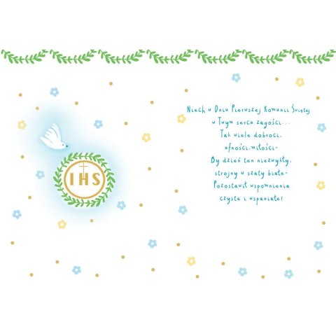 Kartka składana Karnet A5 KOMUNIA GOŁAB NIEBIESKI A5 Henry (5905701482634) Henry