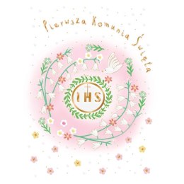 Kartka składana Karnet A5 KOMUNIA GOŁAB RÓżOWY A5 Henry (5905701482641) Henry