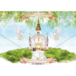 Kartka składana Karnet A5 KOMUNIA KOPERTA KOSCIÓLEK Z DZIECMI A5 Henry (5905701482184) Henry