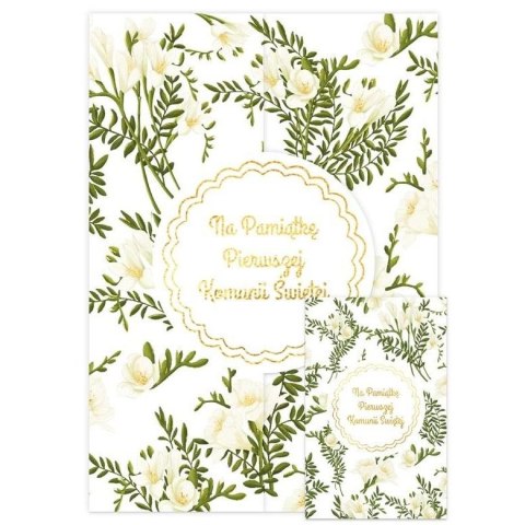 Kartka składana Karnet A5 KOMUNIA Z KLAPKĄ FREZJE A5 Henry (5907465667531) Henry