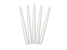 Świeca Partydeco Stożkowa metalizowany perłowa 1op/10szt biały [mm:] 240 (SKMET-070M) Partydeco