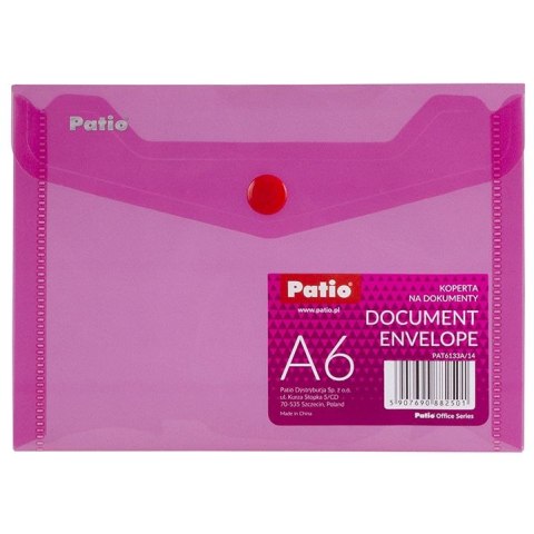 Teczka plastikowa na guzik A6 czerwona Patio (PAT6133A/N/14) Patio