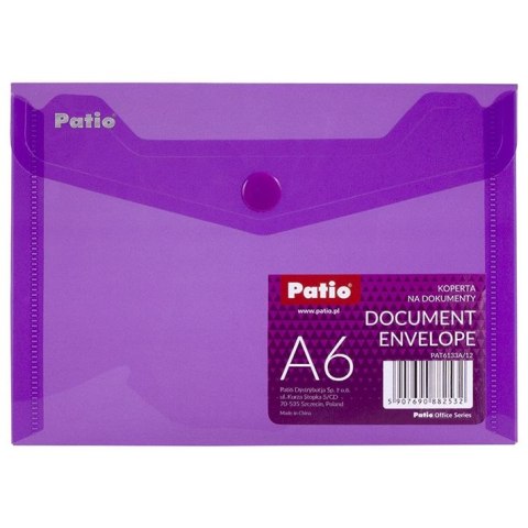 Teczka plastikowa na guzik A6 fiolet Patio (PAT6133A/N/12) Patio