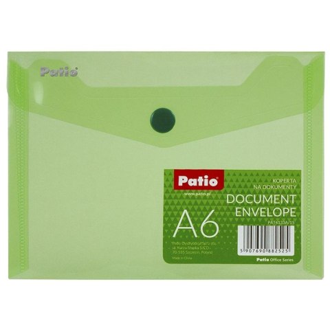 Teczka plastikowa na guzik A6 zielona Patio (PAT6133A/N/15) Patio