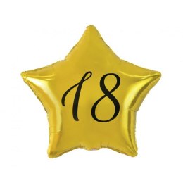 Balon foliowy Godan 18 gwiazda złota, nadruk czarny 19cal (FG-G18Z) Godan