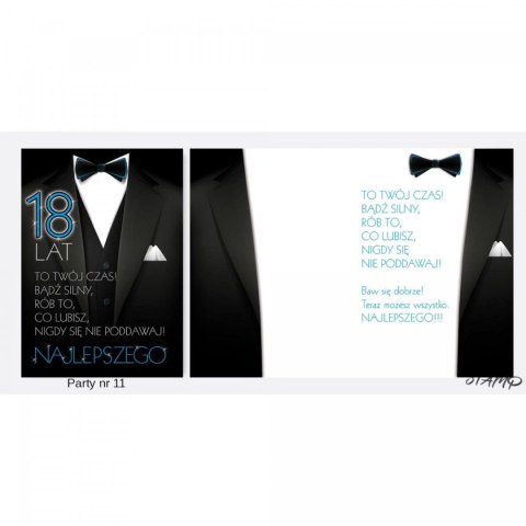 Kartka składana PARTY Urodzinowy dla chłopaka 18 lat B6 Ev-corp (STKP-011) Ev-corp