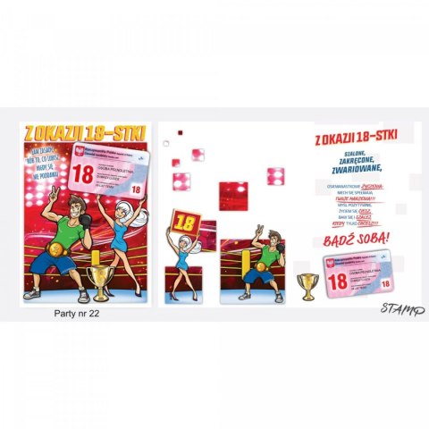 Kartka składana PARTY Urodzinowy dla chłopaka 18 lat Ev-corp (STKP-022) Ev-corp