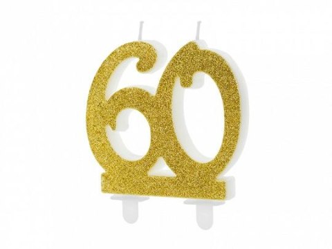 Świeczka urodzinowa liczba 60, złoty 7.5cm Partydeco (SCU5-60-019) Partydeco