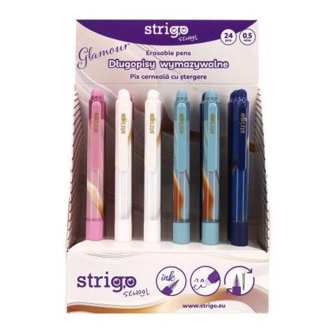 Długopis wymazywalny Glamur automtyczny 5905658811037 wkład niebieski 0,5mm Strigo (SSC404) Strigo