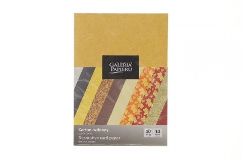 Papier ozdobny (wizytówkowy) mix wzorów złote liście A4 (mix) 220g Galeria Papieru (208935) Galeria Papieru