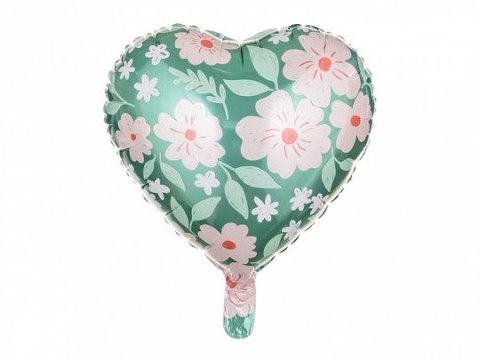 Balon foliowy serce w kwiaty 18cal Partydeco (FB124) Partydeco
