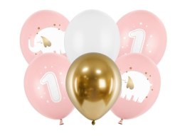 Balon gumowy Roczek, Pastel Pale Pink różowa 300mm Partydeco (SB14P-322-081J-6) Partydeco