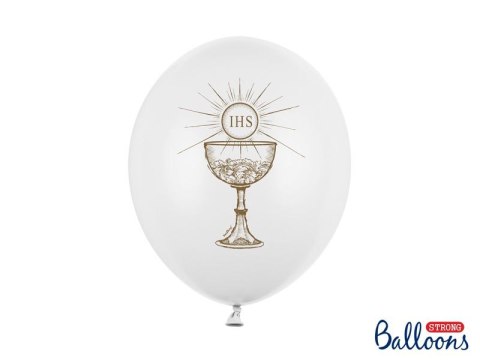 Balon gumowy Strong Ihs komunia 50 szt. biały 300mm Partydeco (SB14P-111-008) Partydeco