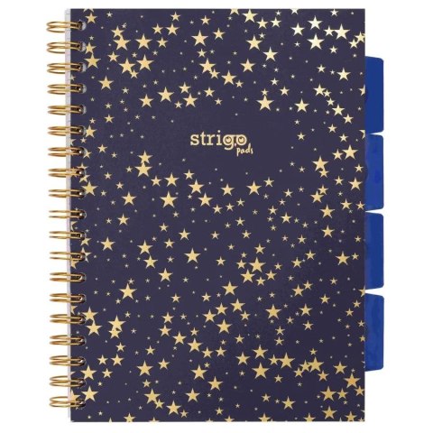 Kołozeszyt (kołonotatnik) czarny GWIAZDY B5 100k. 80g krata Strigo (PADS008) Strigo