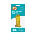 Balon foliowy cyfra 1 złoty 35 cm Godan (FG-C35Z1) Godan