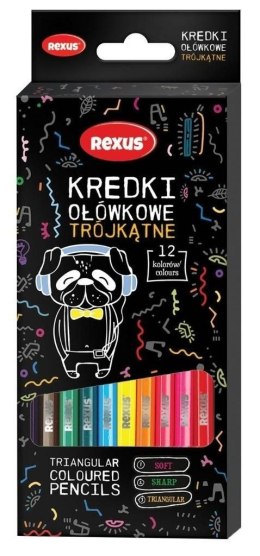 Kredki ołówkowe Rexus Rexus Teens trójkątne 12 kol. Rexus