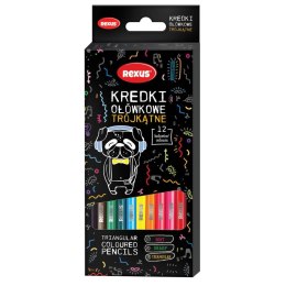 Kredki ołówkowe Rexus Rexus Teens trójkątne 12 kol. Rexus