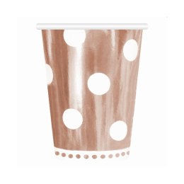 Kubek jednorazowy Godan różowe złoto w groszki 266ml/6 sztuk papier 266ml (PF-KGRG) Godan
